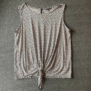 Adrianna Papell Polka Dot Tie Front Stretch Tank Sz 1X